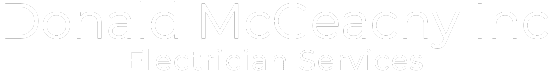 Add a subheading Logo for Donald McGeachy Inc, featuring the text "Donald McGeachy Inc Electrician Services" in white on a dark green background.